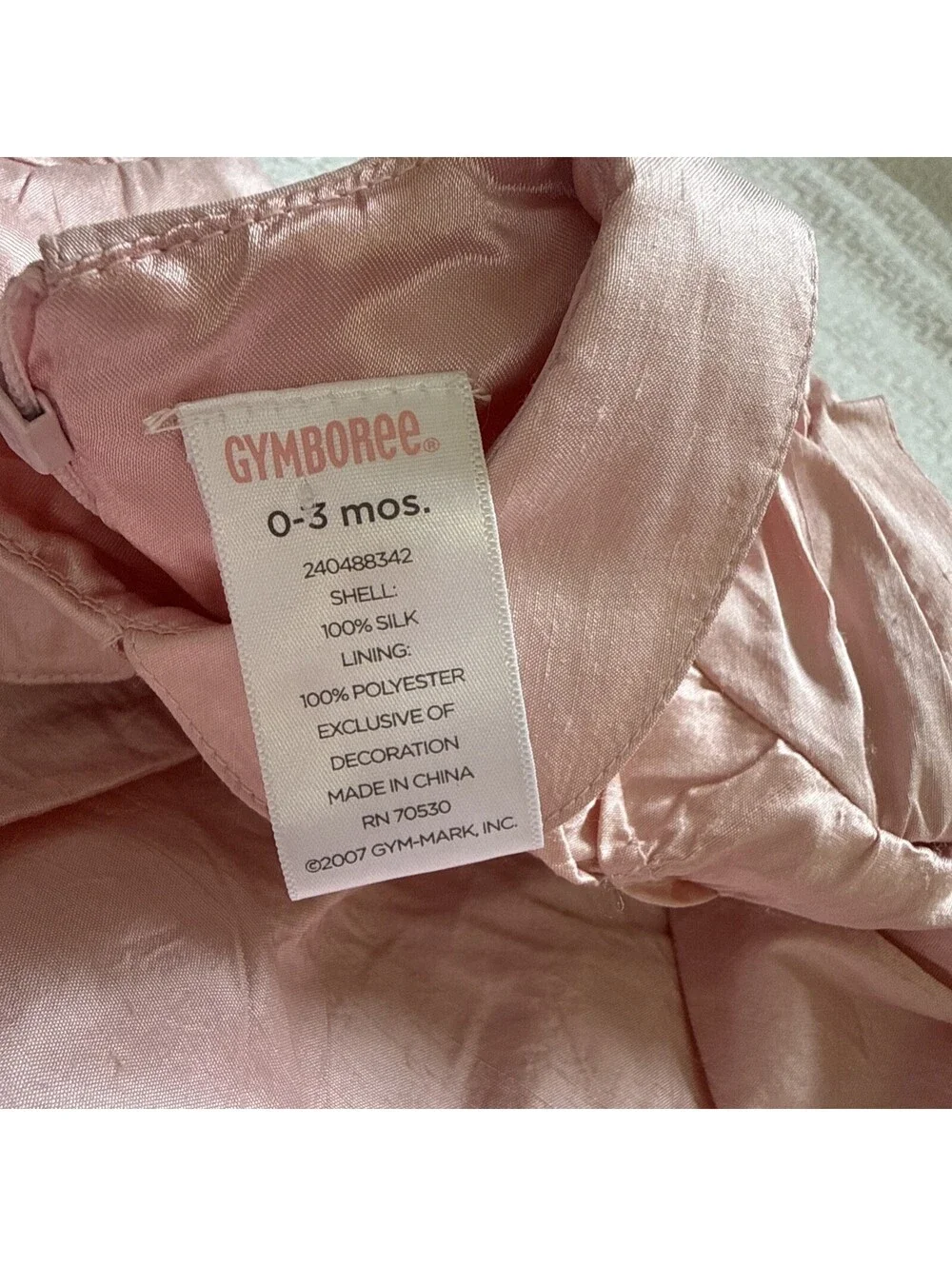 2007 Gymboree 100% silk Dress Pink Size 0-3M